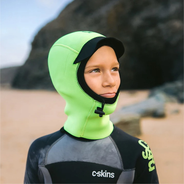 2026 C-Skins Junior Wired 2mm Neoprene Wetsuit Hood C-HOWIJ - Flo Yellow